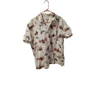 Sonoma Large Western Print Button Up Short Sleeve Shirt